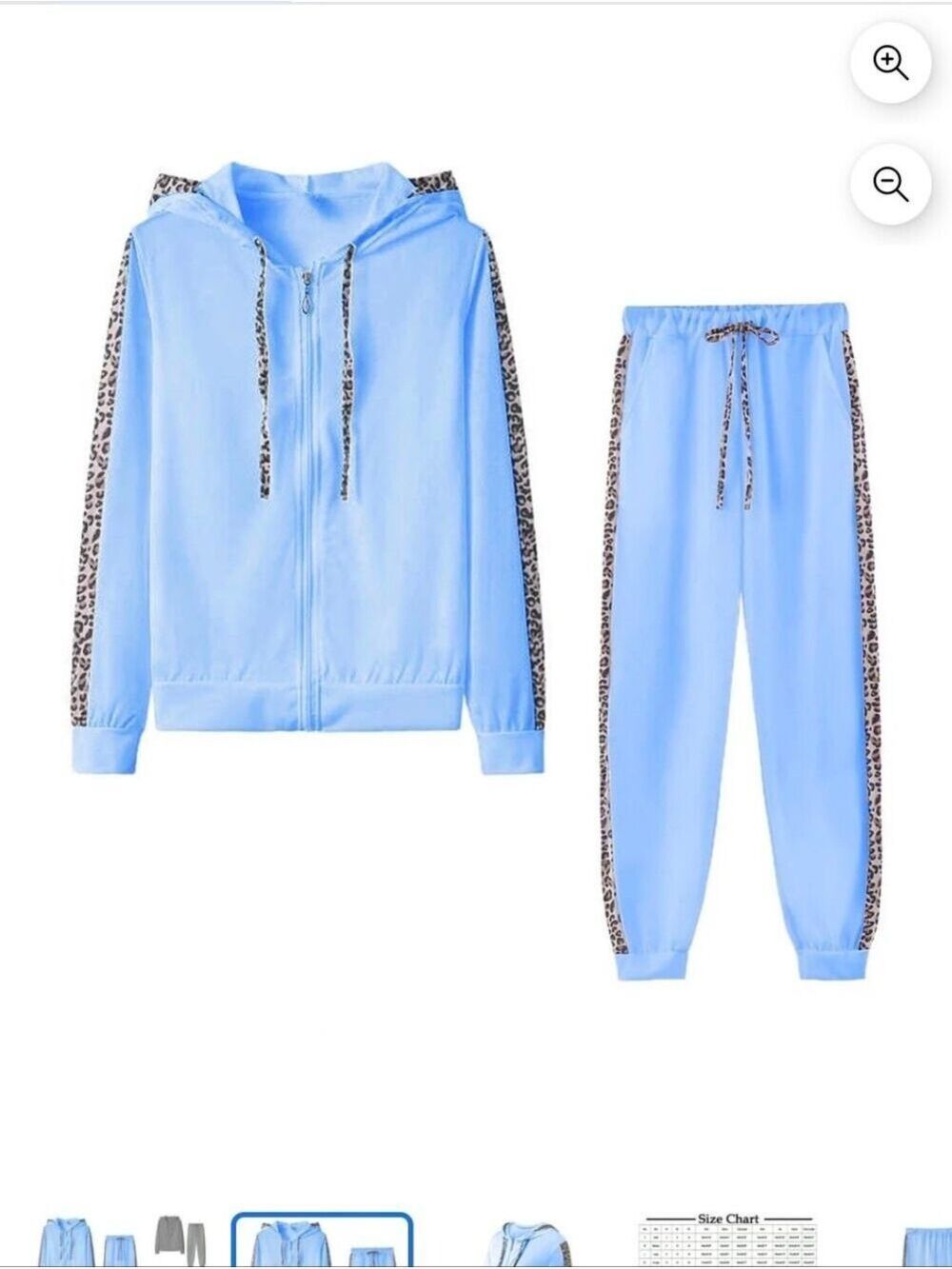 Light Blue Tracksuit Set Leopard Print Hoodie & Joggers 4XL. NWOT - Picture 1 of 16